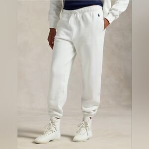 Polo Ralph Lauren Womens White Fleece Drawstring Sweatpant Jogger Size Large NWT